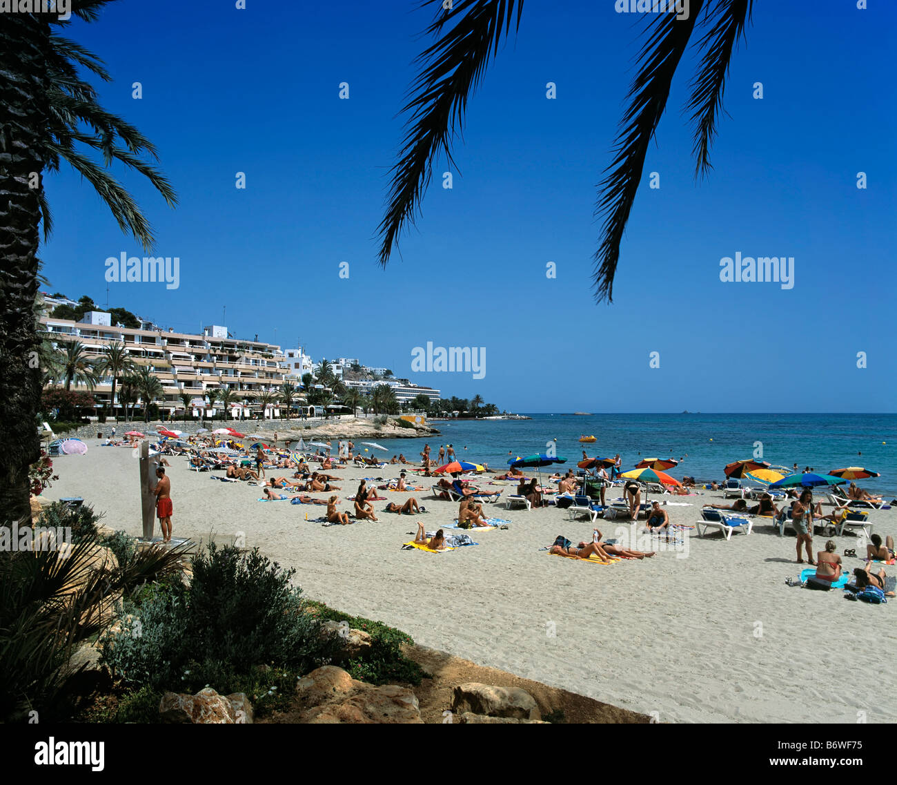 Beach at Figueretes, Ibiza, Balearics, Spain Stock Photo