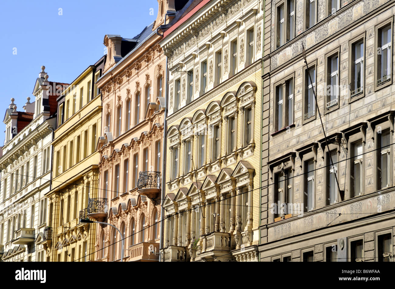 Building facades on Ujezd street in Mala Strana Prague Czech Republic Stock Photo