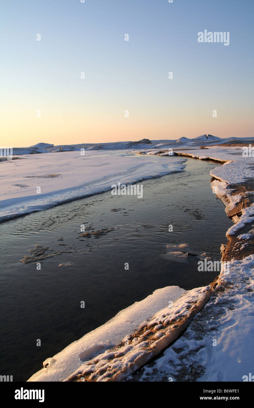 Icy stream in winter Stock Photo