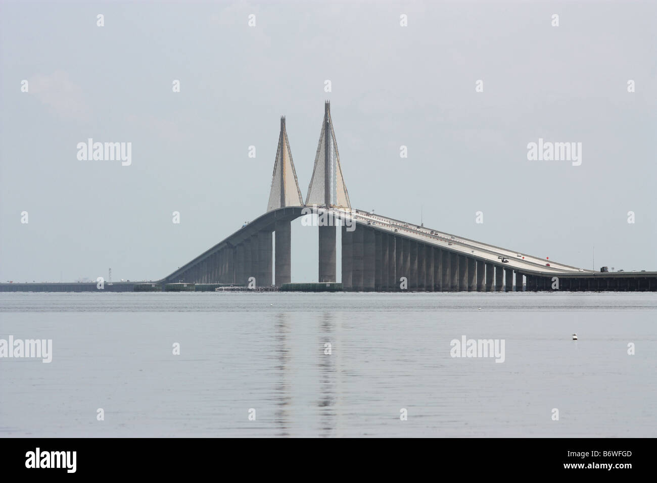The Sunshine Skyway bridge spanning between Tampa and St Petersburg in Florida Stock Photo