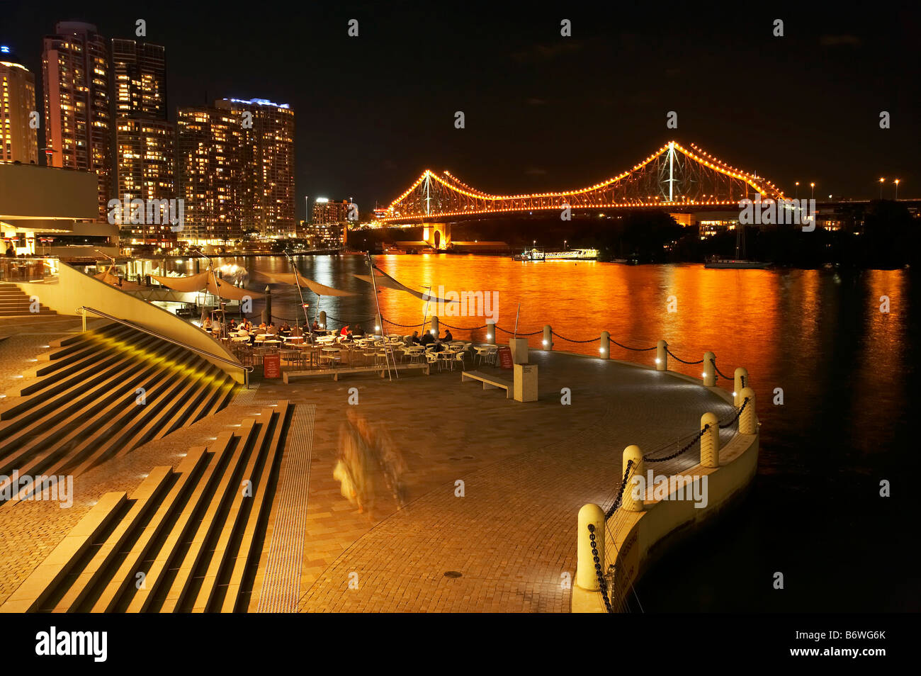 Brisbane Waterfront Brisbane River and Story Bridge at Night Brisbane