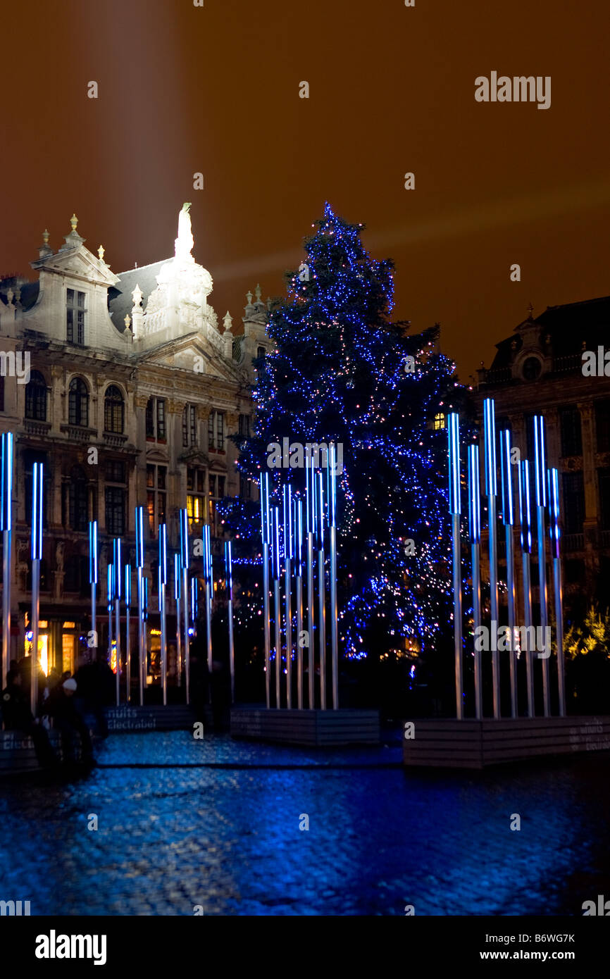 Christmas illuminations Grand Place Brussels Belgium Stock Photo - Alamy