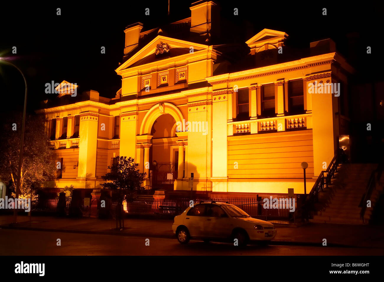 Historic Court House at Night Newcastle New South Wales Australia Stock Photo