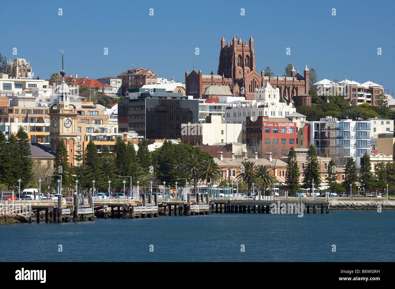 Christchurch Cathedral Newcastle CBD and Newcastle Harbour New South Wales Australia Stock Photo