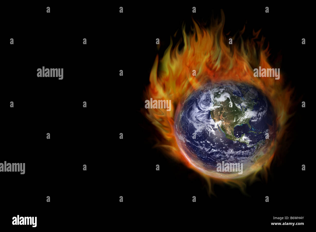Earth covered in flames showing global warming Stock Photo - Alamy
