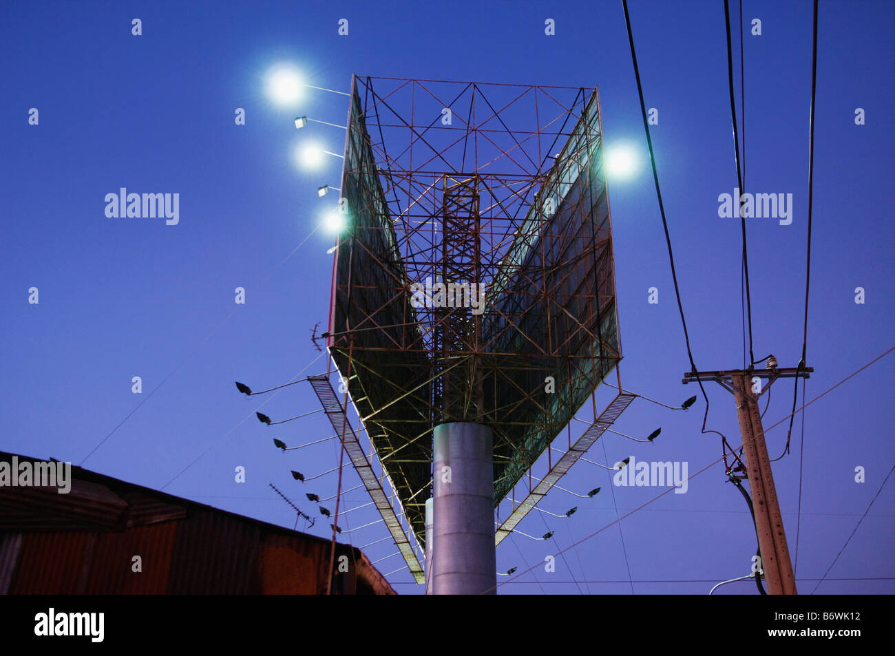 Double Billboard and Power Pole at Night Stock Photo - Alamy