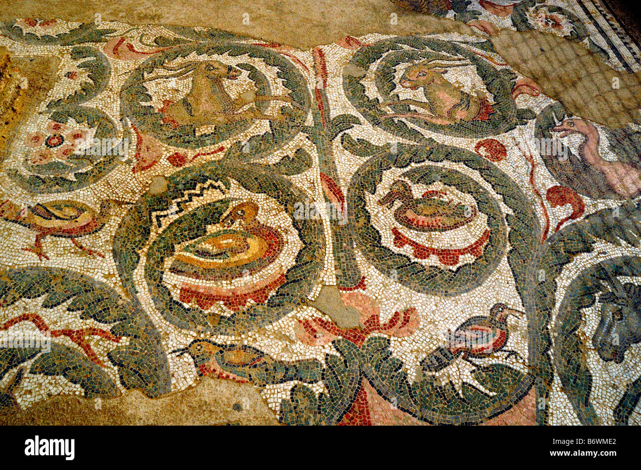 2000 year old Roman mosaics at Romana del Casale Piazza Armerina, Sicily, Italy Stock Photo