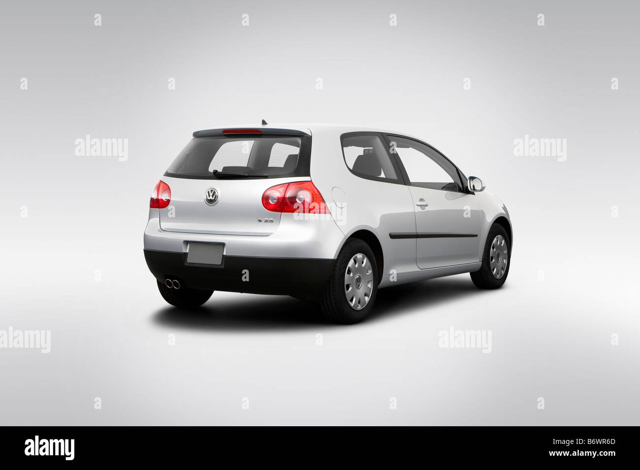 2009 Volkswagen Rabbit S in Silver - Rear angle view Stock Photo