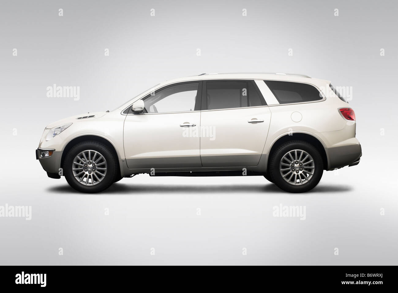 2009 Buick Enclave CXL in White - Drivers Side Profile Stock Photo
