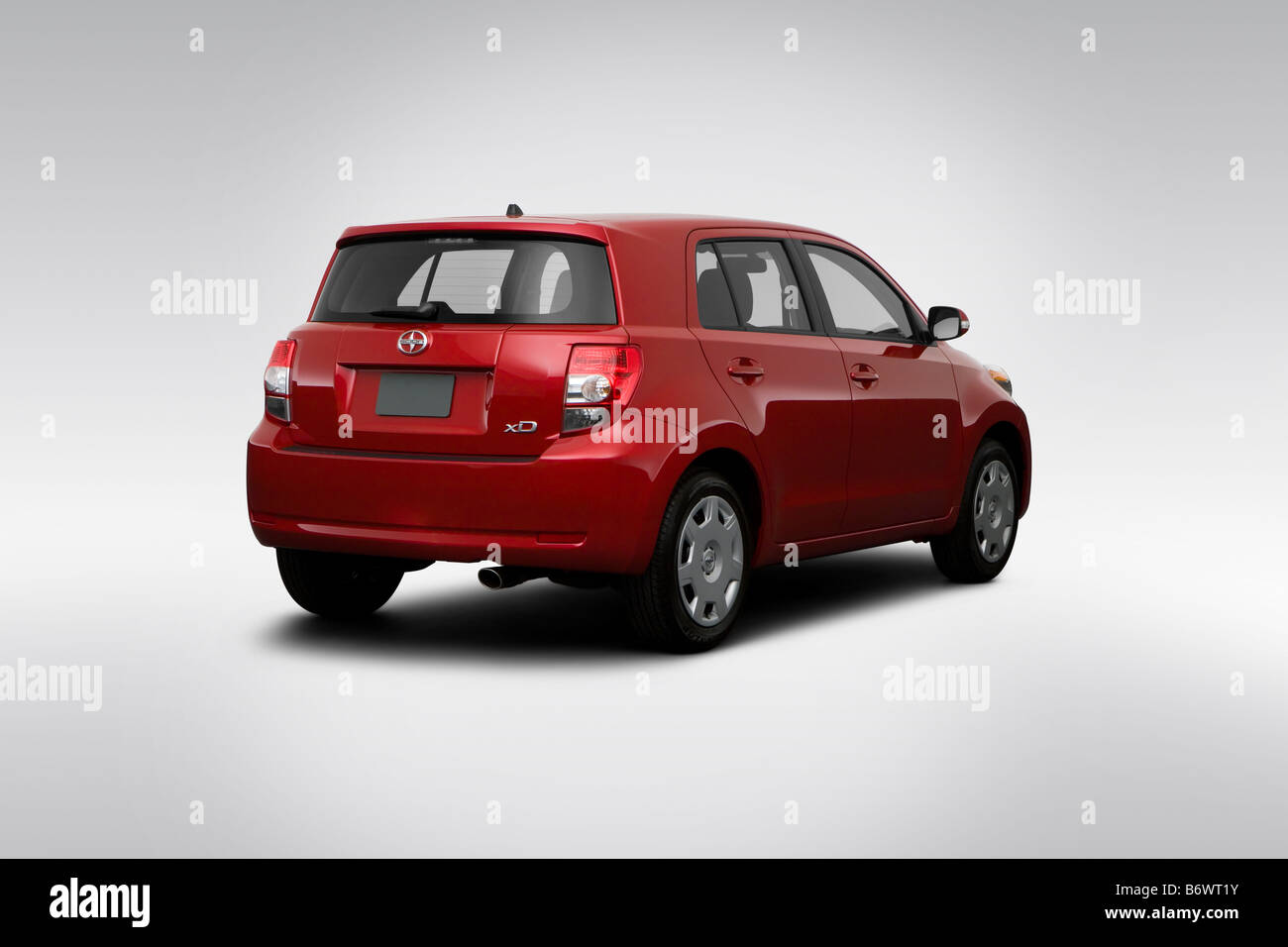 2009 Scion xD in Red - Rear angle view Stock Photo