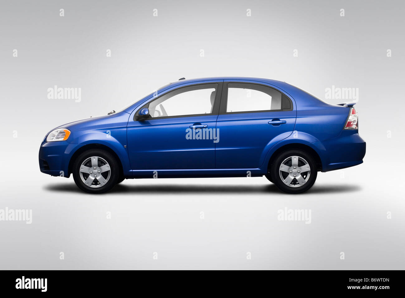 2009 Chevrolet Aveo LT in Blue - Drivers Side Profile Stock Photo