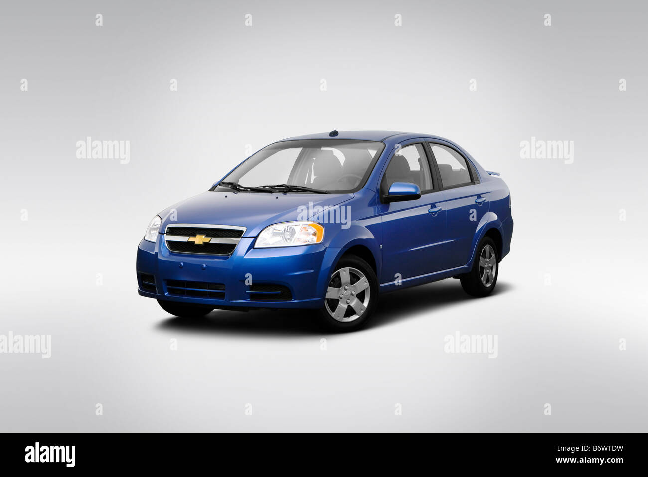 2009 Chevrolet Aveo LT in Blue - Drivers Side Profile Stock Photo