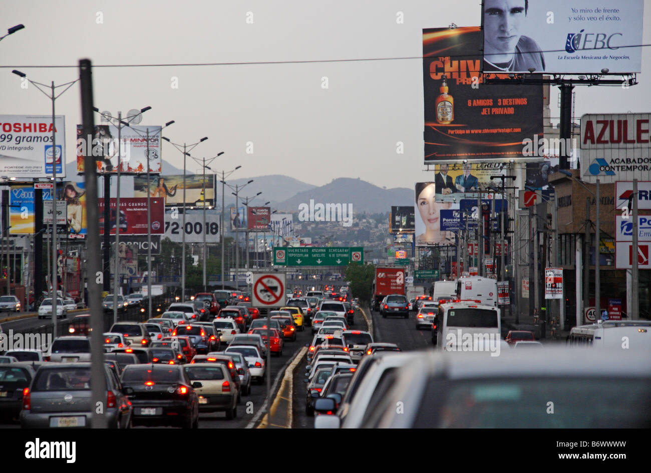 Mexico, Mexico City. Rush hour traffic on the Boulevard Periferico