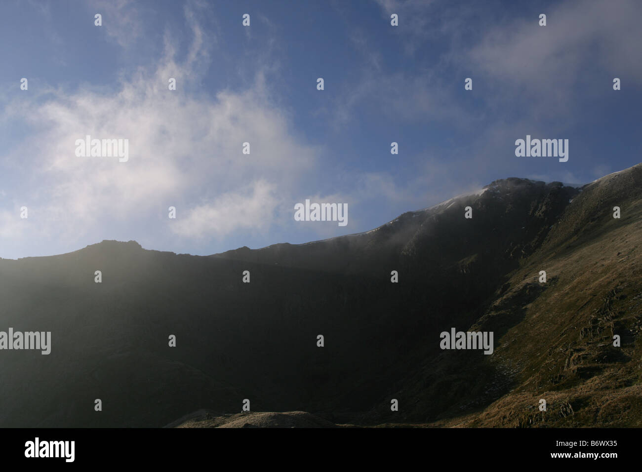 Looking up to Y Garn from along it's ridge. Stock Photo