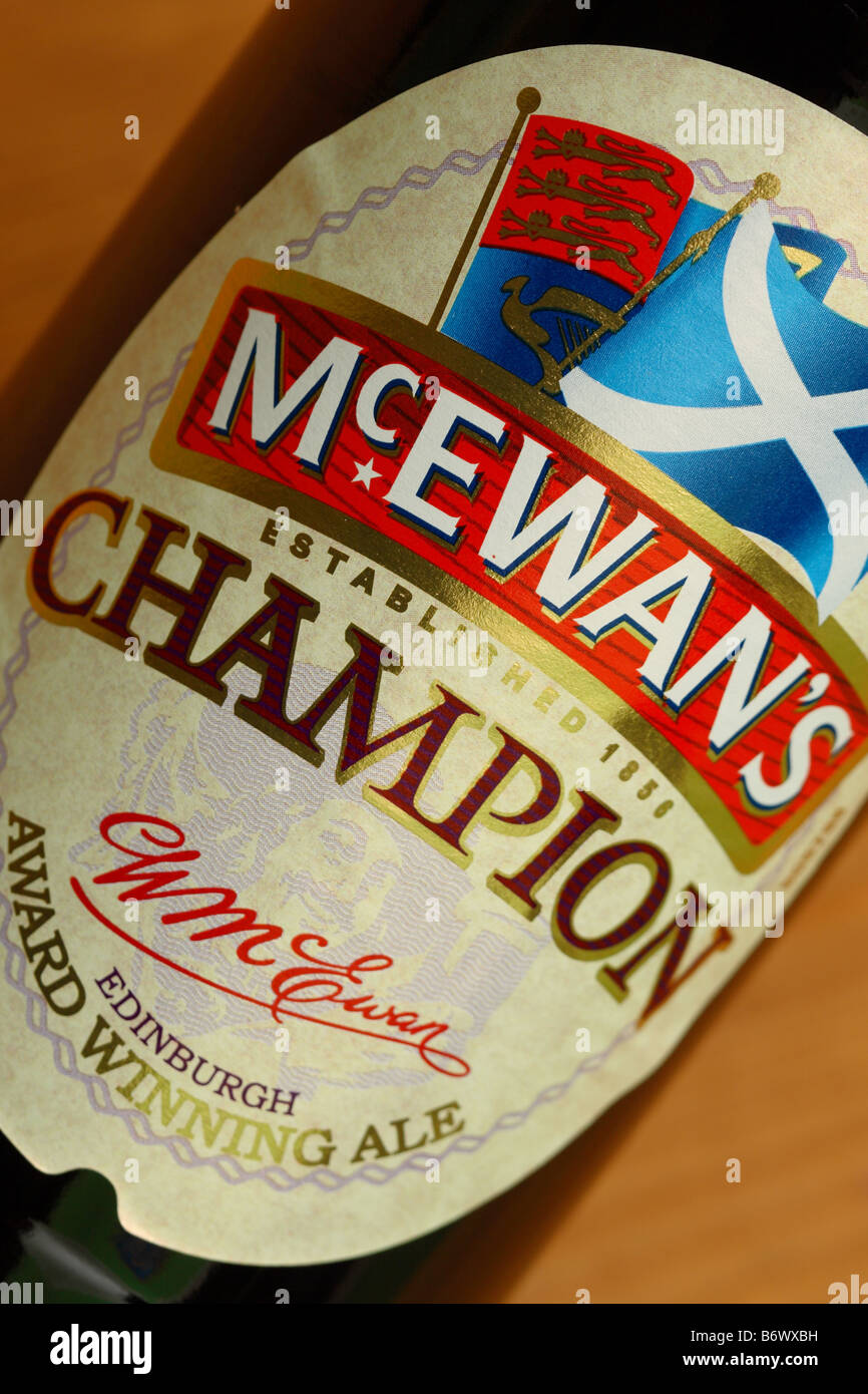 Champion beer bottle label produced by the Scottish and Newcastle brewery in Edinburgh Stock Photo - Alamy