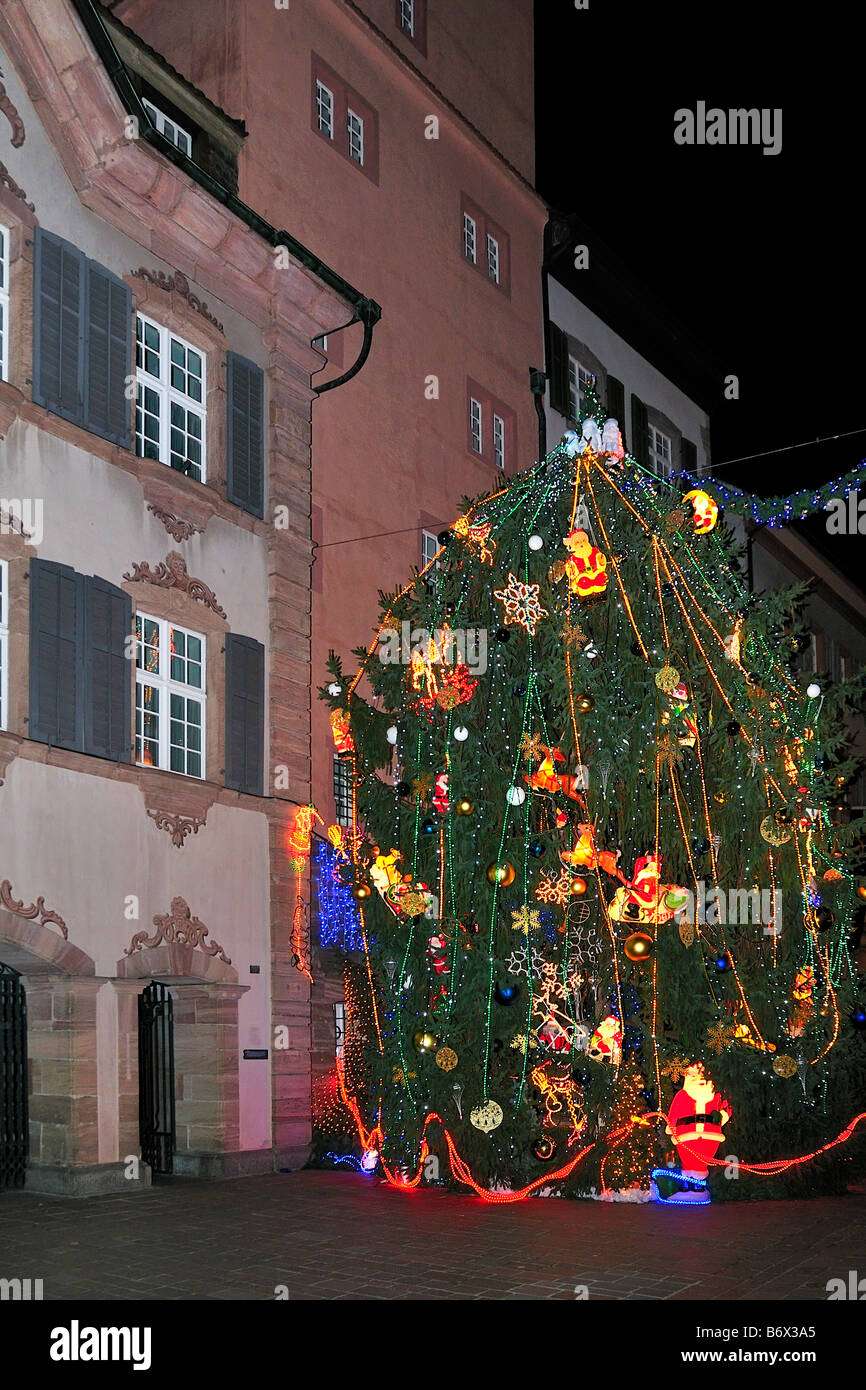 The colorful Christmas Tree in front of the City Hall in Rheinfelden