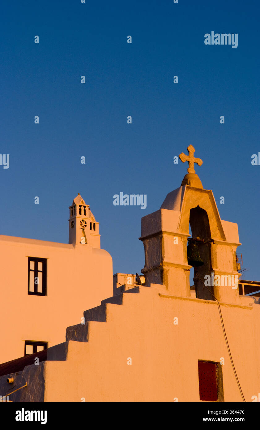 Scenes of church with cross in Mykonos in the Greek Islands in Greece ...