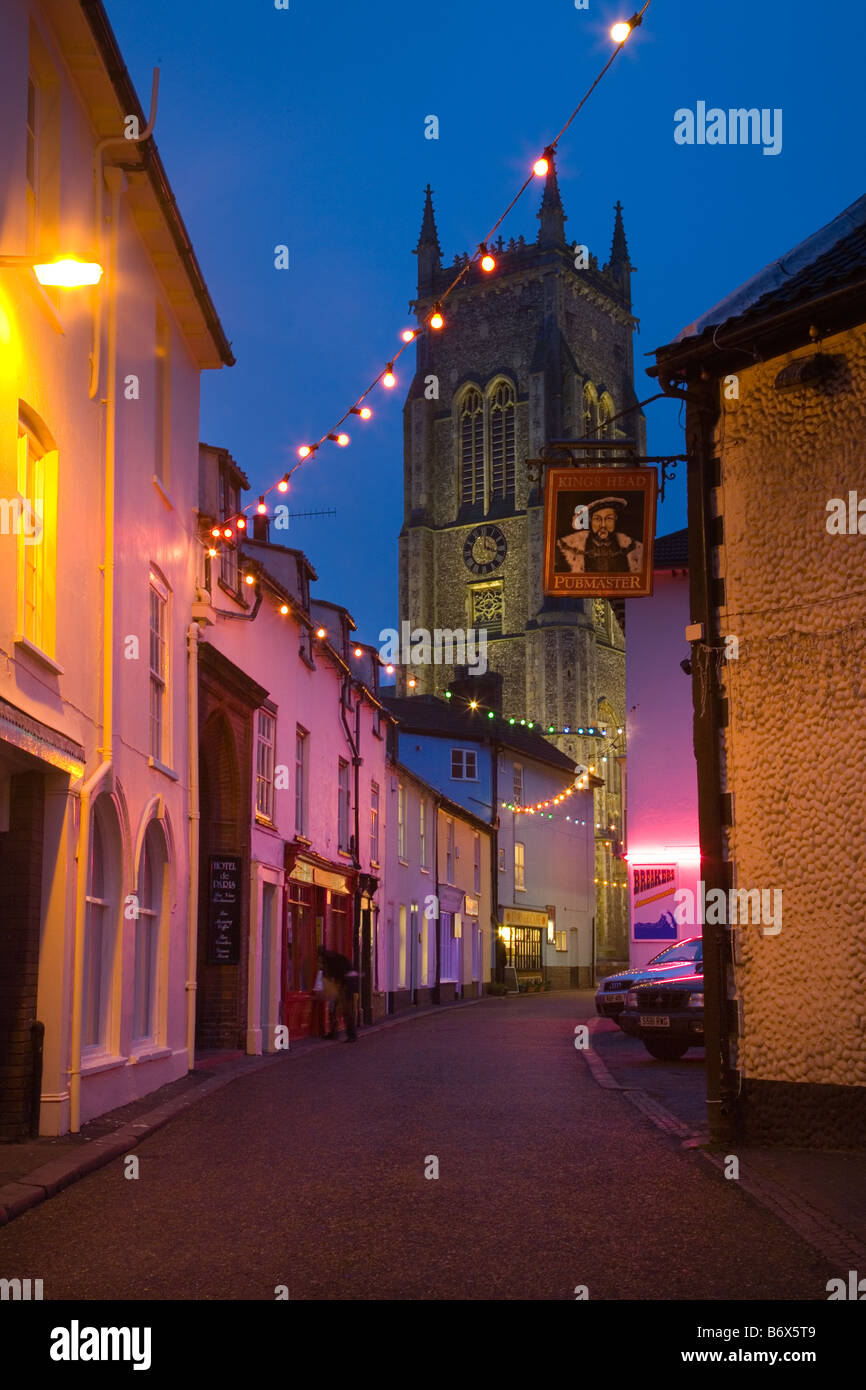 Cromer Town Norfolk at night with Christmas lights Stock Photo Alamy
