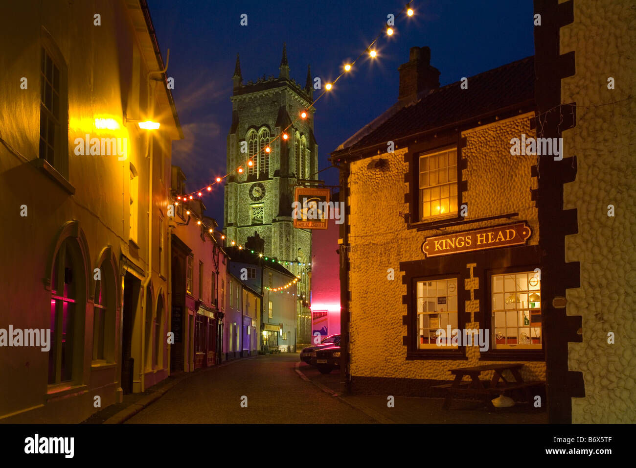Cromer Town Norfolk at night with Christmas lights Stock Photo Alamy