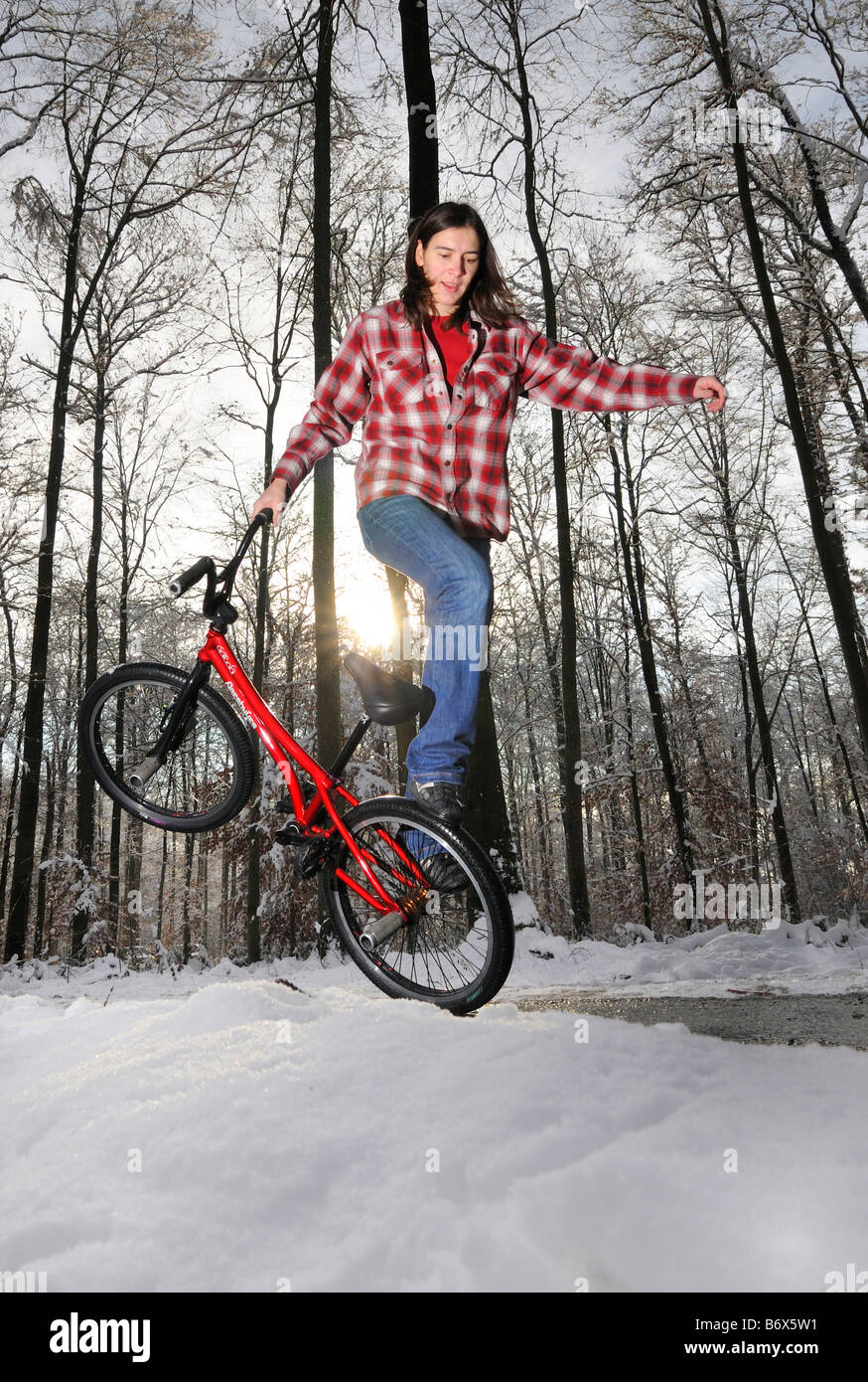 Monika Hinz, BMX Flatland Rider, Baden-Wuerttemberg, Germany Stock Photo