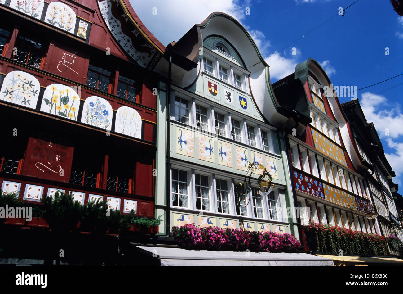 Frontage in Appenzell, Canton of Appenzell Innerrhoden, Switzerland Stock Photo