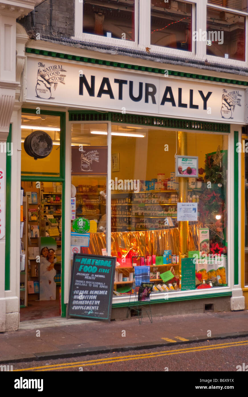 Naturally the natural health food shop store in Norwich,Norfolk,Uk Stock Photo