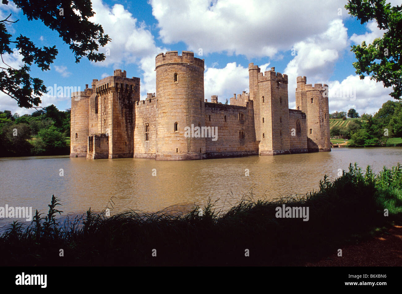 Bodiam Castle is a quadrangular castle located near Robertsbridge in East Sussex, England Stock Photo