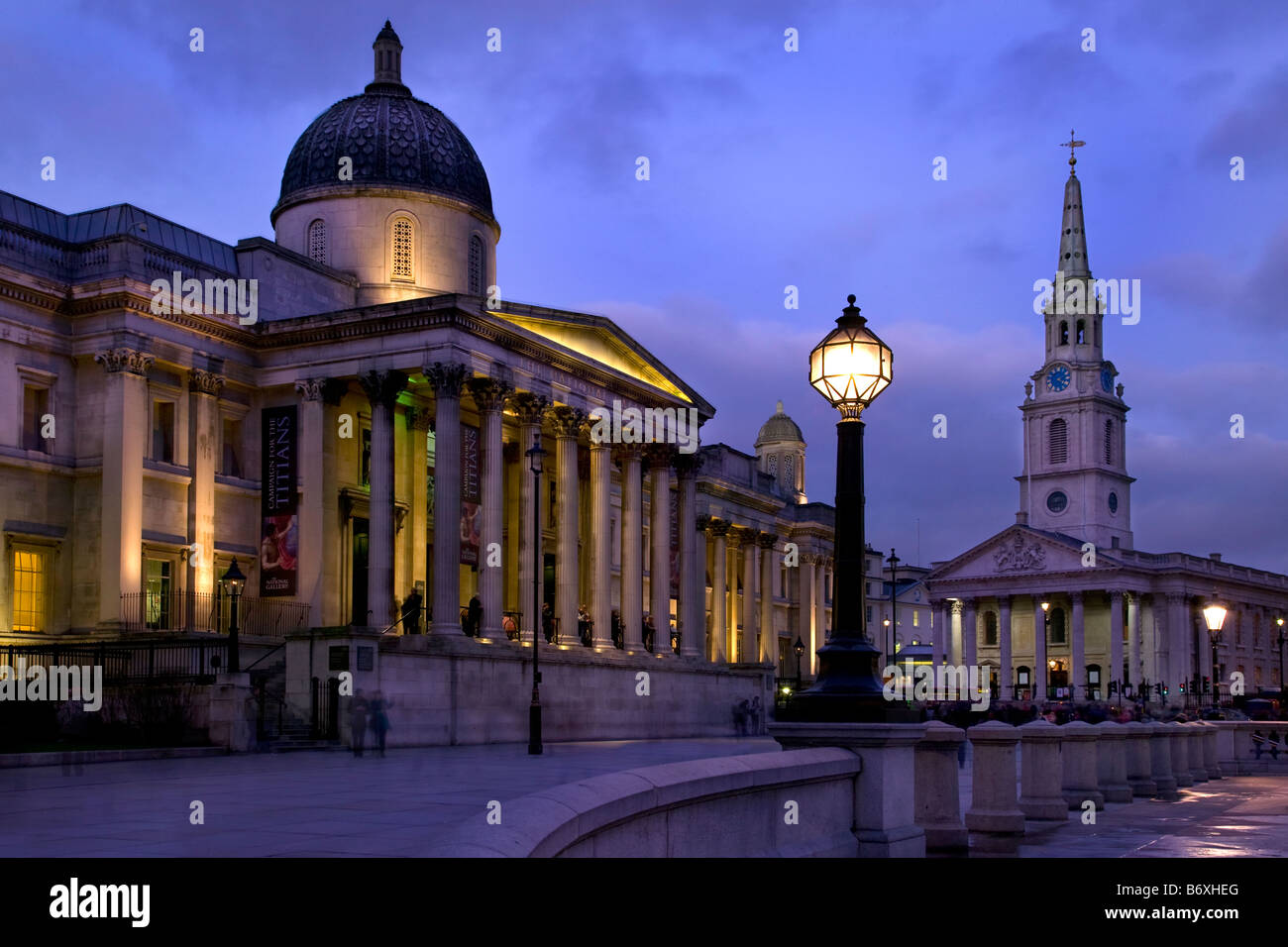 National gallery and St Martins in field church,trafalgar square,London,england Stock Photo