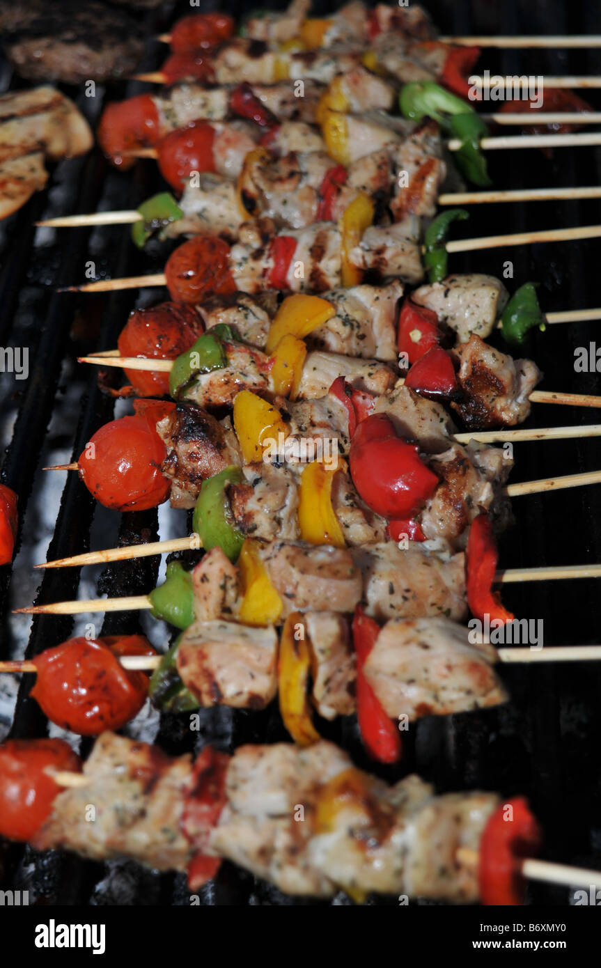 Lamb Kebabs, Rhodes, Greece Stock Photo