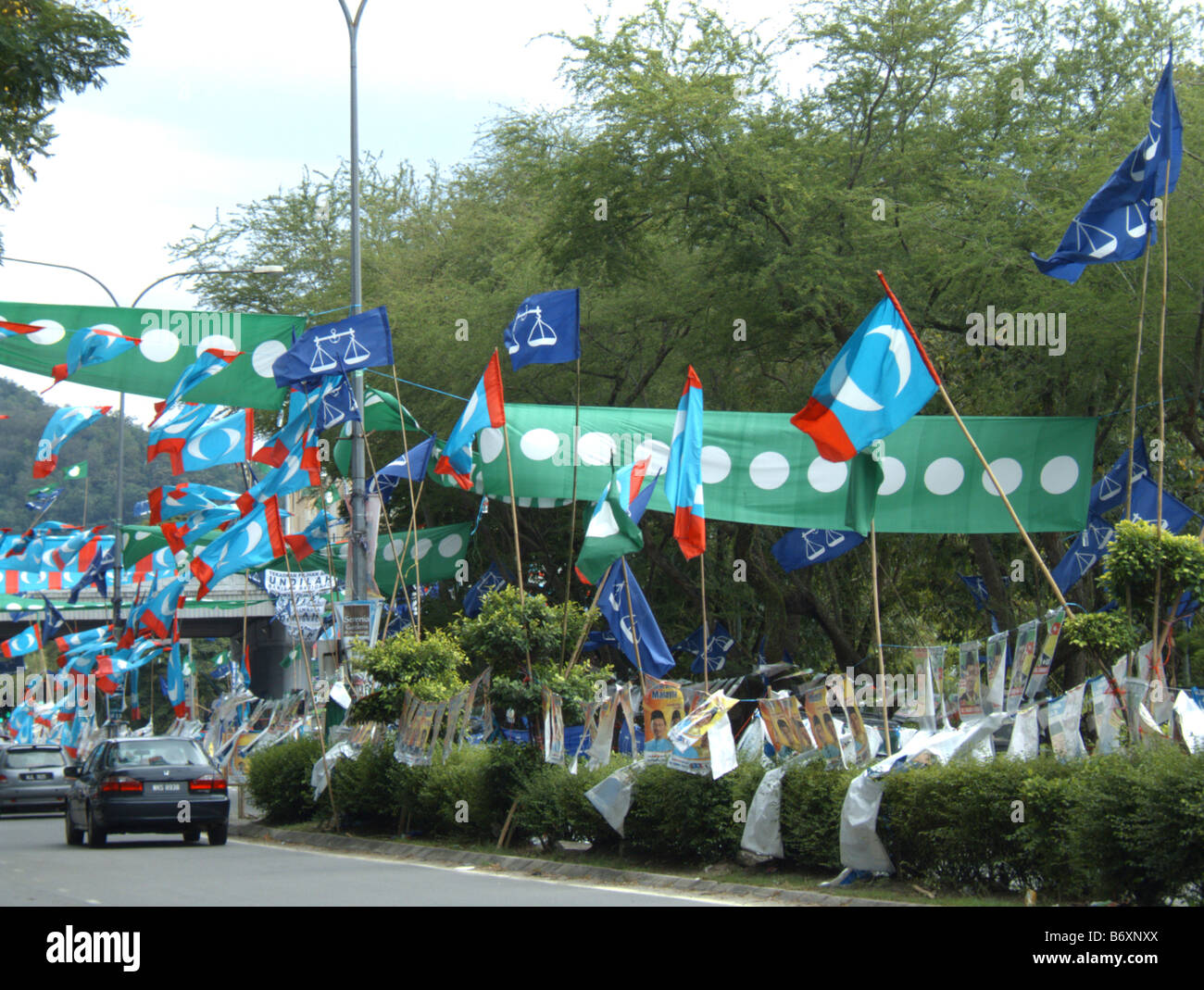 flags of political parties during Malaysia election 2008 Stock Photo