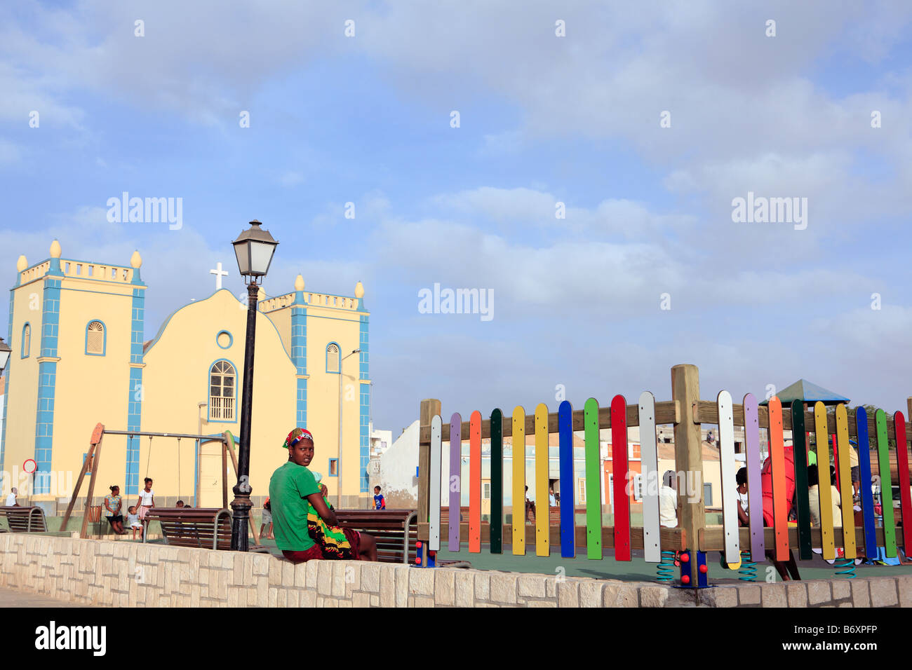 cape verde islands boa vista sal rei the main square and church Stock Photo