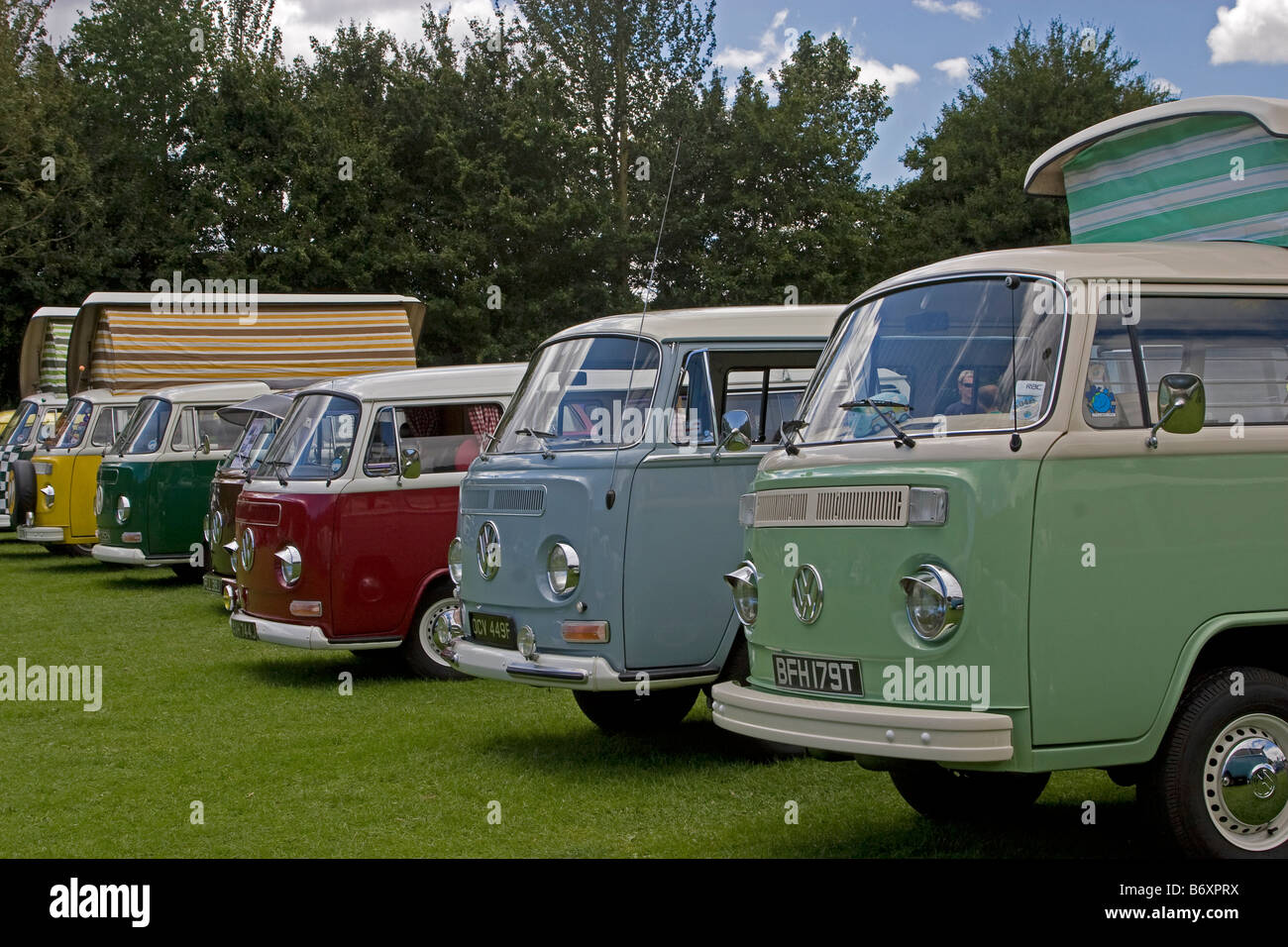 VW Camper Vans lined up at a VW show Stock Photo - Alamy