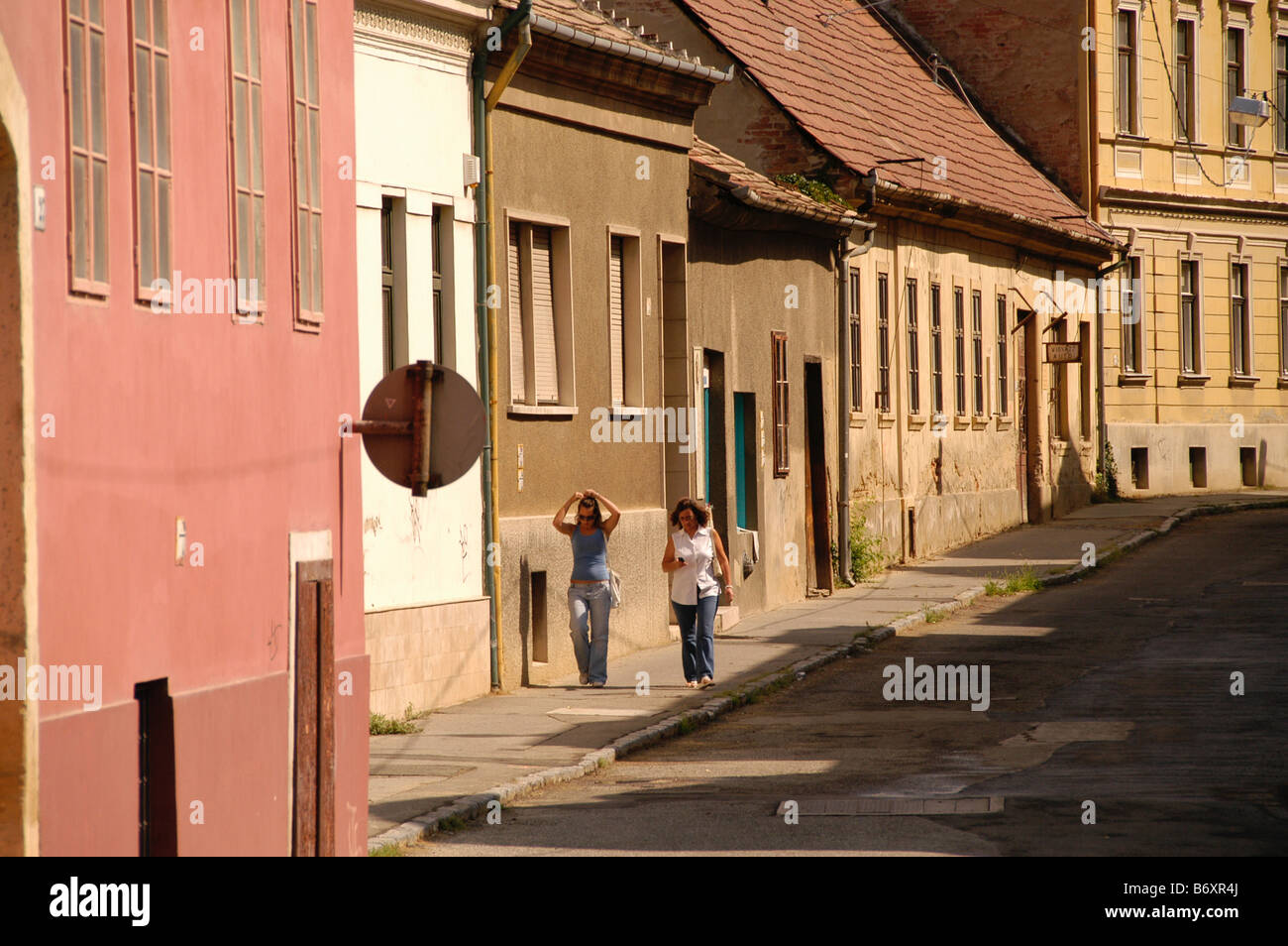 Hungary, Pecs, Houses on Joszef street Stock Photo