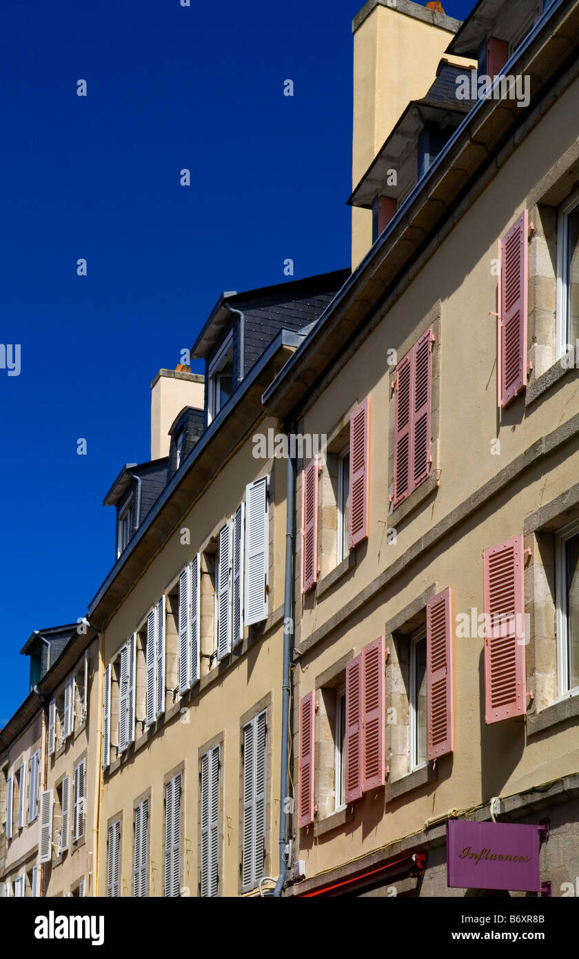 Typical French windows on a building in Quimper Brittany France Stock Photo