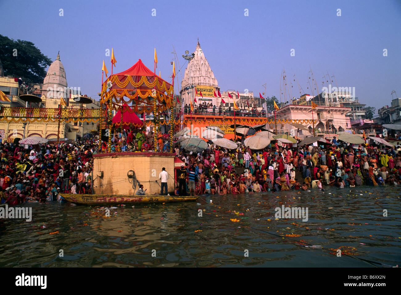 India, Varanasi, Ganges river, Kartik Purnima festival Stock Photo