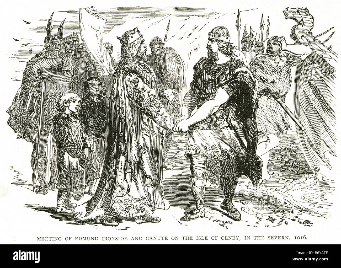 meeting of edmund ironside and King Canute on the isle of olney in the