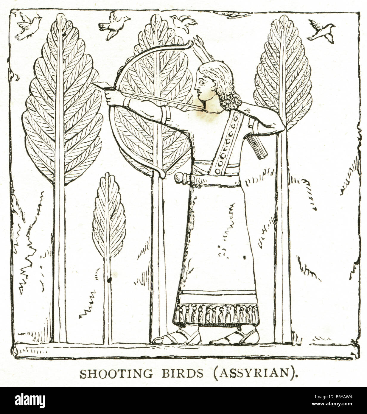 shooting birds assyrian Assyria was a political state centered on the Upper Tigris river, in Mesopotamia (Iraq), that came to ru Stock Photo