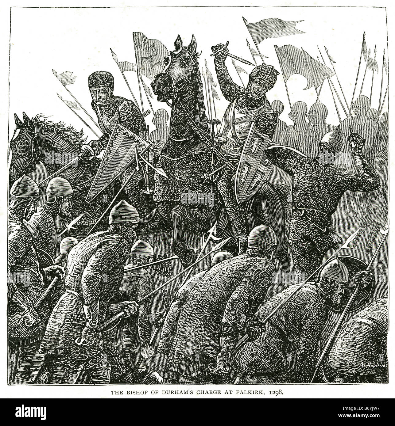 The Bishop of Durham's charge at Falkirk 1298 First War of Scottish Independence Blàr na h-Eaglaise Brice Stock Photo