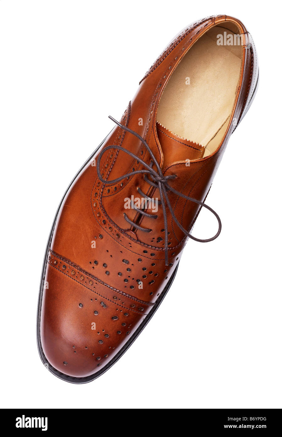 Brown leather brogue shoe Stock Photo