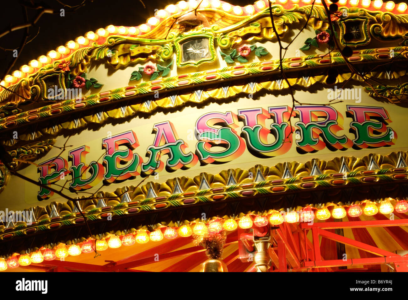 the-word-pleasure-on-a-merry-go-round-stock-photo-alamy