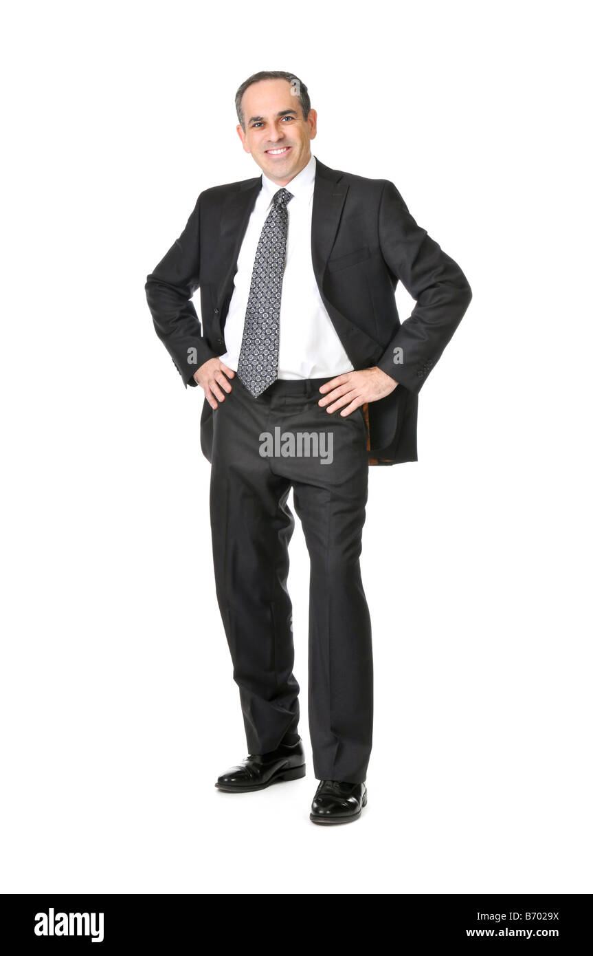 Happy businessman in a suit isolated on white background Stock Photo ...