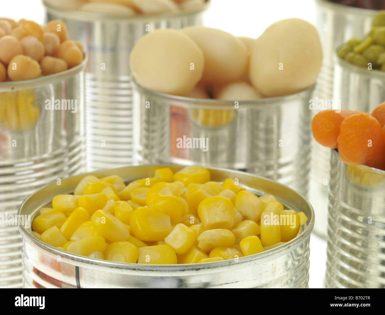 Tins Of Sweetcorn And Beans High Resolution Stock Photography and