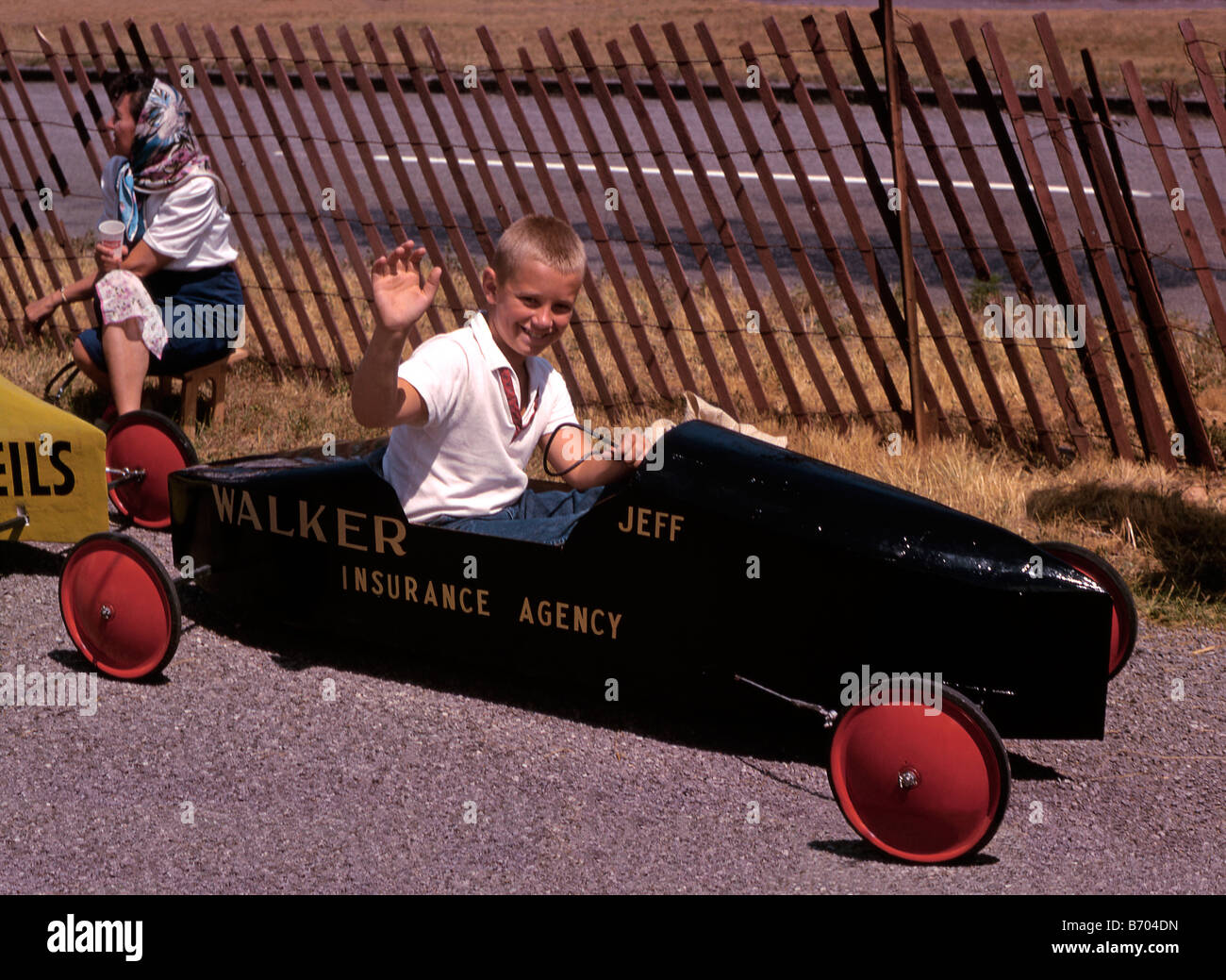 Boy racer at All-American Soap Box Derby, Derby Downs, Akron, Ohio, 1963 Stock Photo