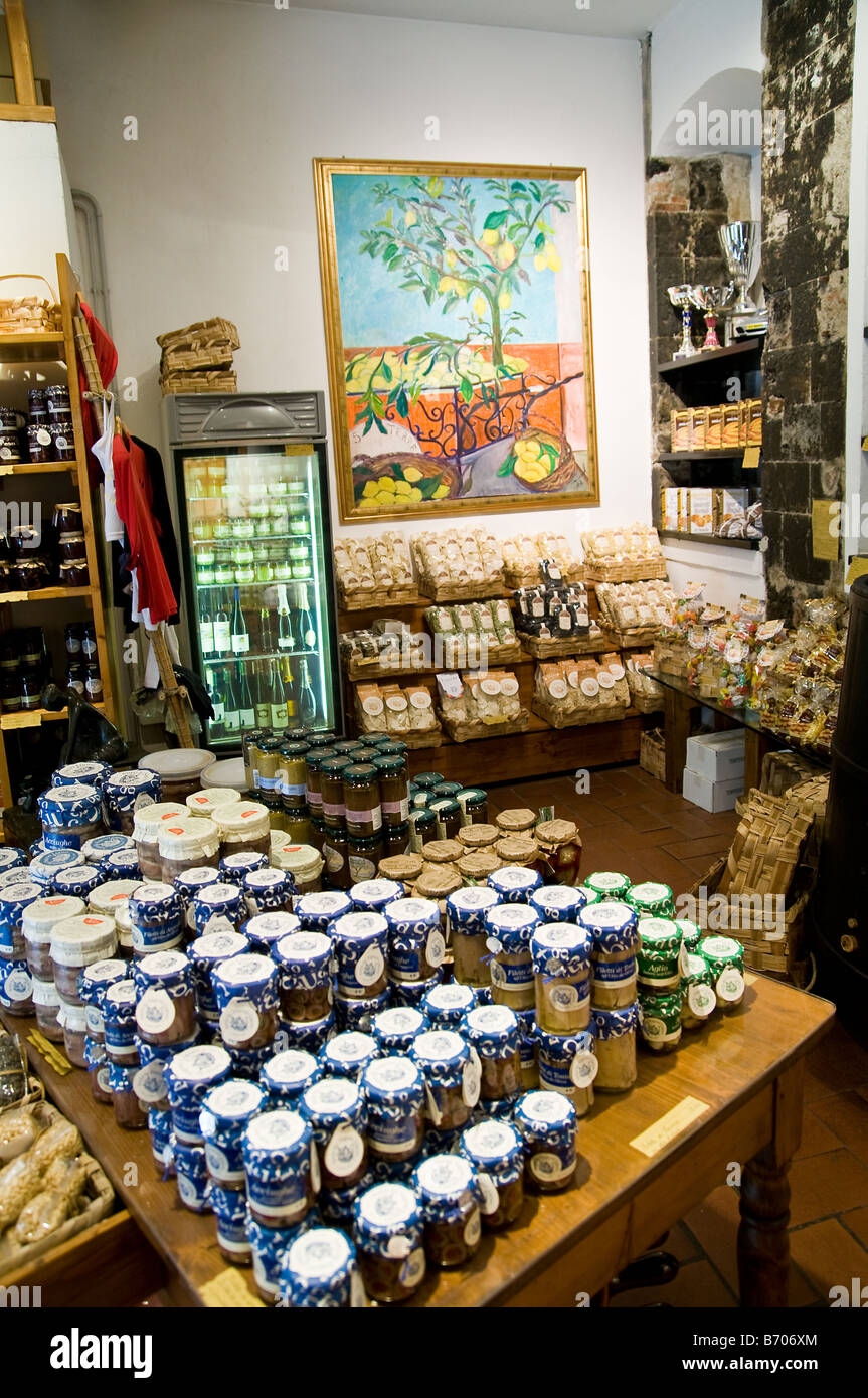 Typical Italian food products in a shop of Monterosso al Mare one of