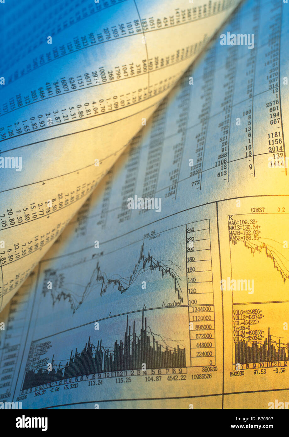 Newspaper with chart Stock Photo Alamy