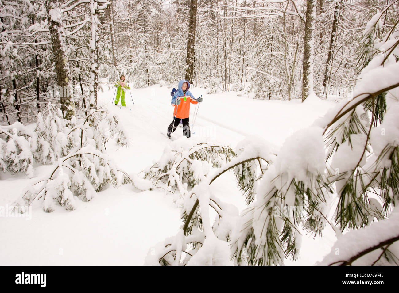 Children Cross Country Skiing in Dayton, Maine Stock Photo Alamy