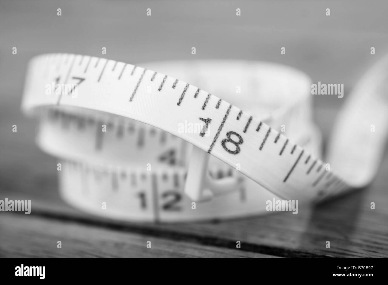 tape measure showing inches Stock Photo