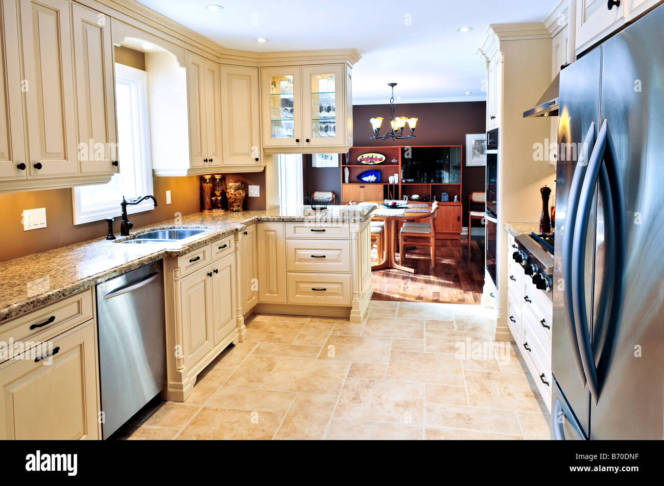 Modern luxury kitchen interior with granite countertop Stock Photo