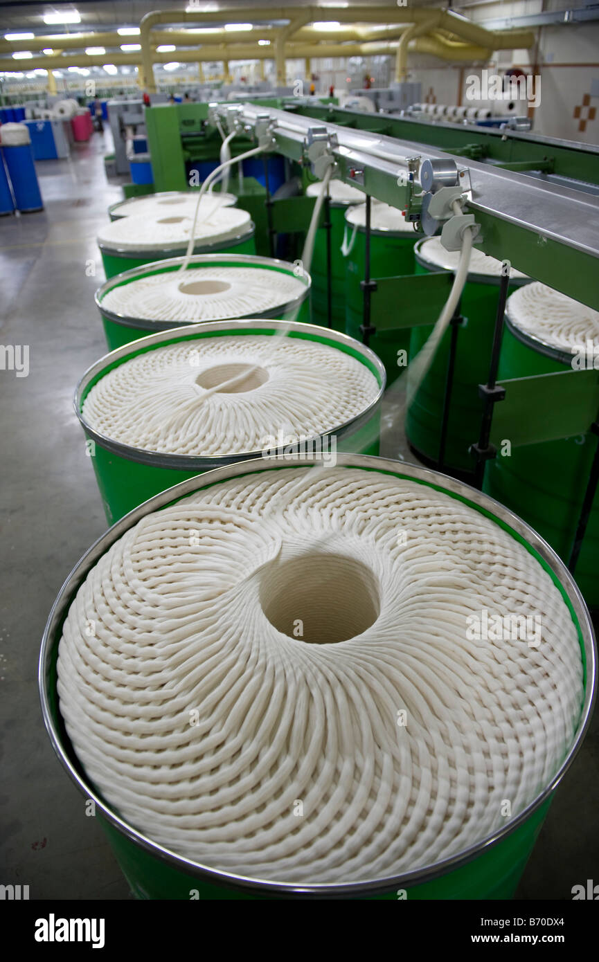 India Indore , Mahima Fibres Ltd. spinning mill produce cotton yarn from organic and fair trade cotton Stock Photo