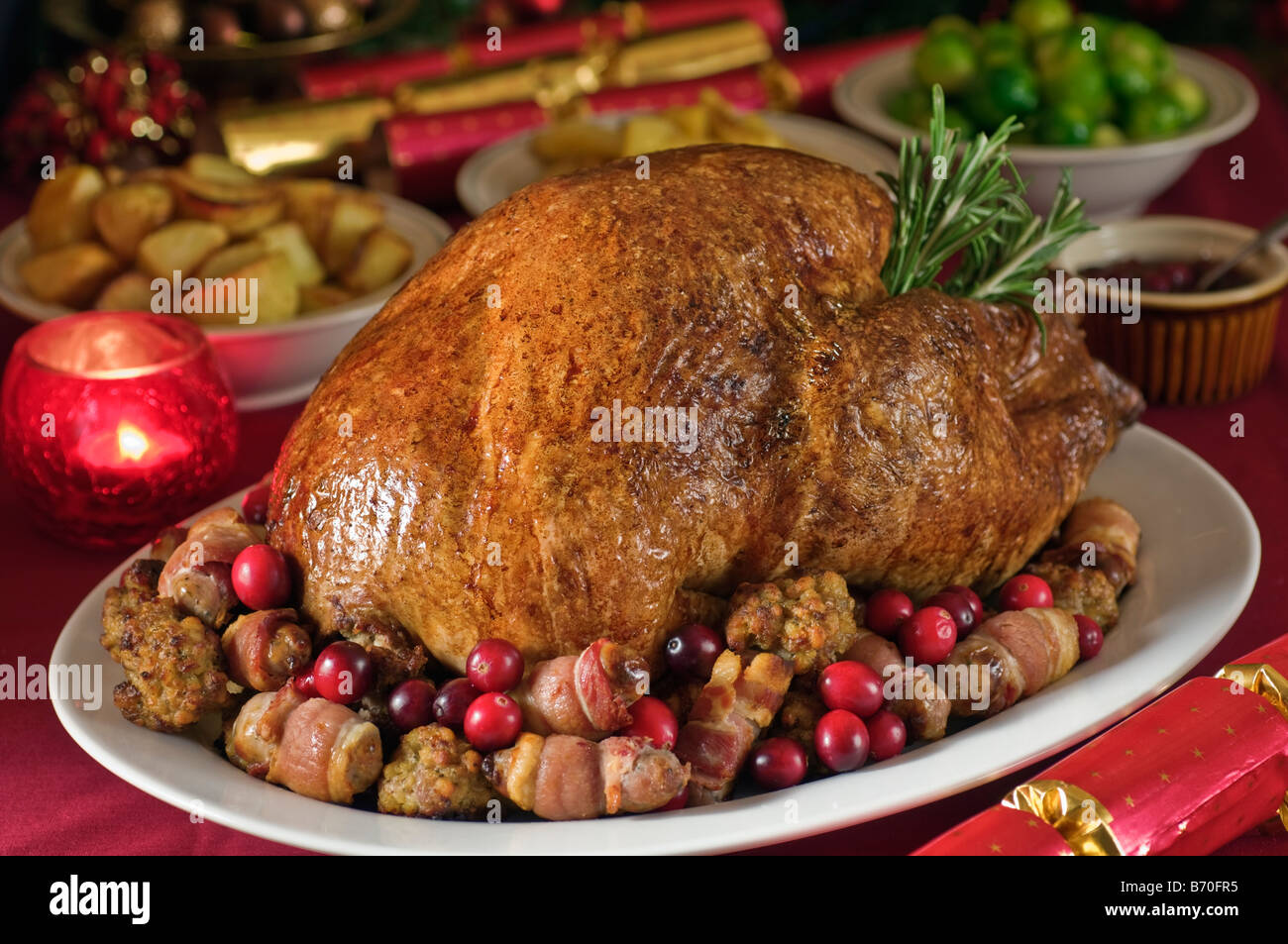 Christmas dinner Roast turkey Food Stock Photo